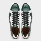 Lyon Genuine Ostrich and Calfskin Fashion Sneaker Green / White