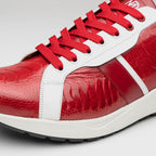 Lyon Genuine Ostrich and Calfskin Fashion Sneaker Red / White
