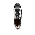 Lyon Genuine Ostrich and Classic Calfskin Fashion Sneaker Black / White