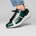 Lyon Genuine Ostrich and Calfskin Fashion Sneaker Green / White