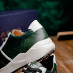 Lyon Genuine Ostrich and Calfskin Fashion Sneaker Green / White