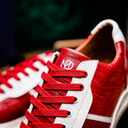 Lyon Genuine Ostrich and Calfskin Fashion Sneaker Red / White