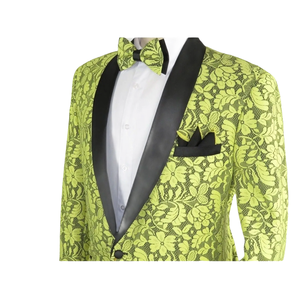 Manzini Insomnia blazer Stage Performer Formal Jacket Lace Design MZN116 Yellow - J.Valintin Men's Wear Legend - 71199