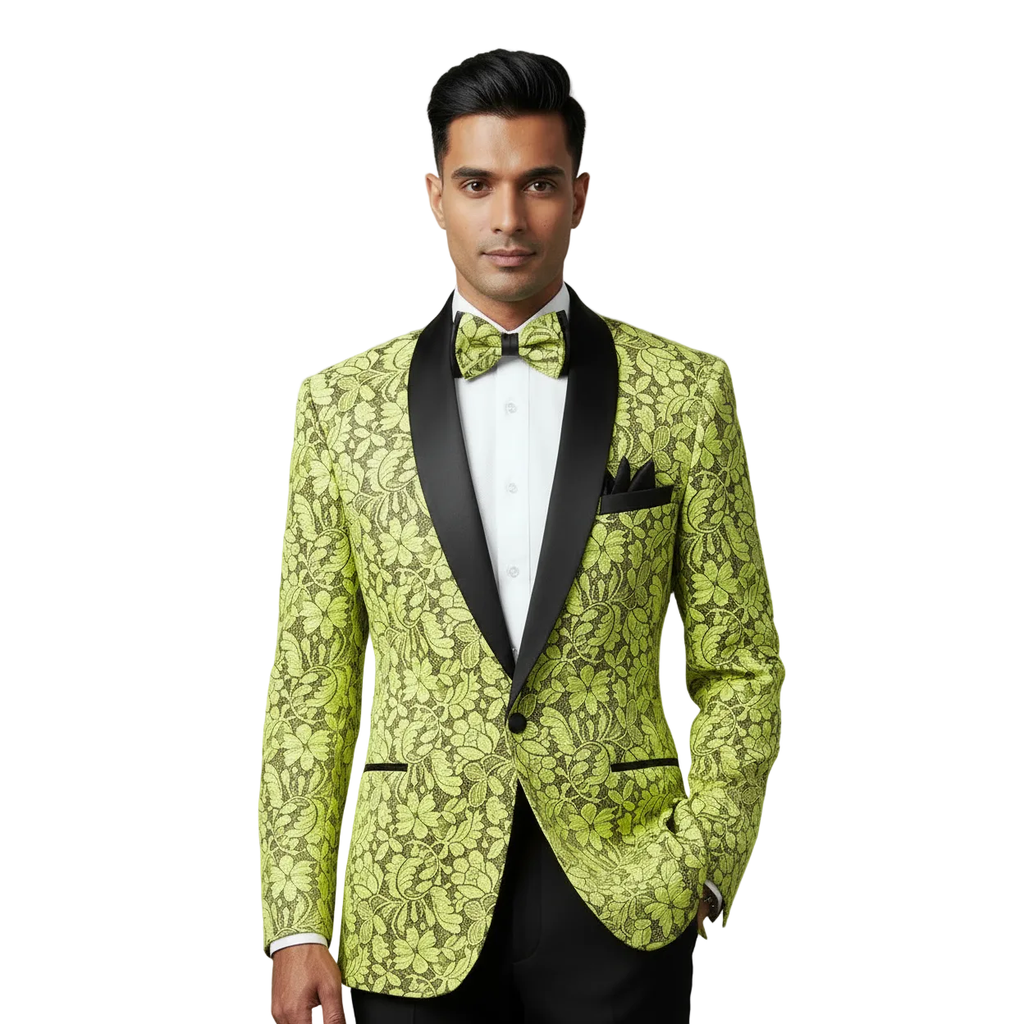 Manzini Insomnia blazer Stage Performer Formal Jacket Lace Design MZN116 Yellow