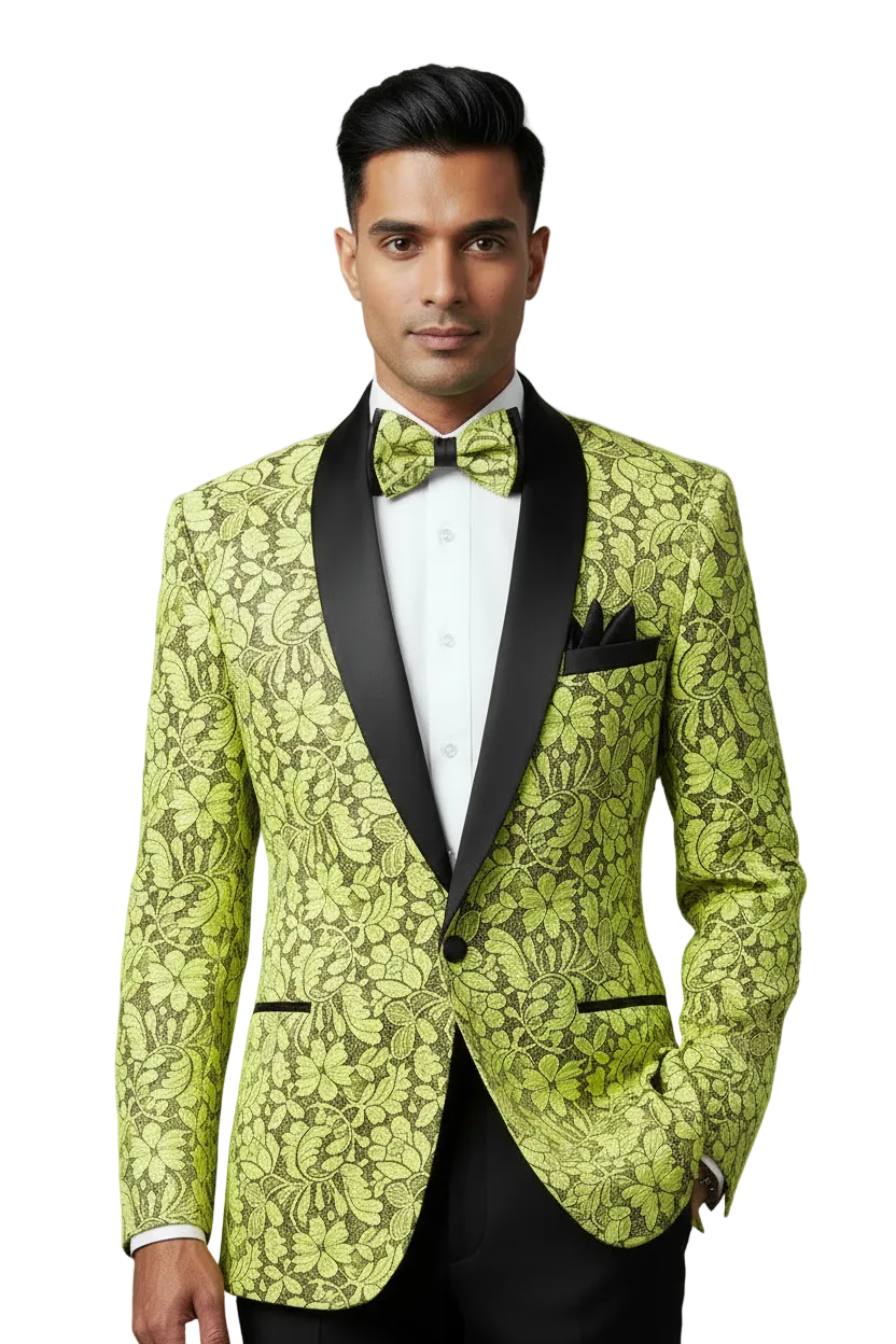 Manzini Insomnia blazer Stage Performer Formal Jacket Lace Design MZN116 Yellow