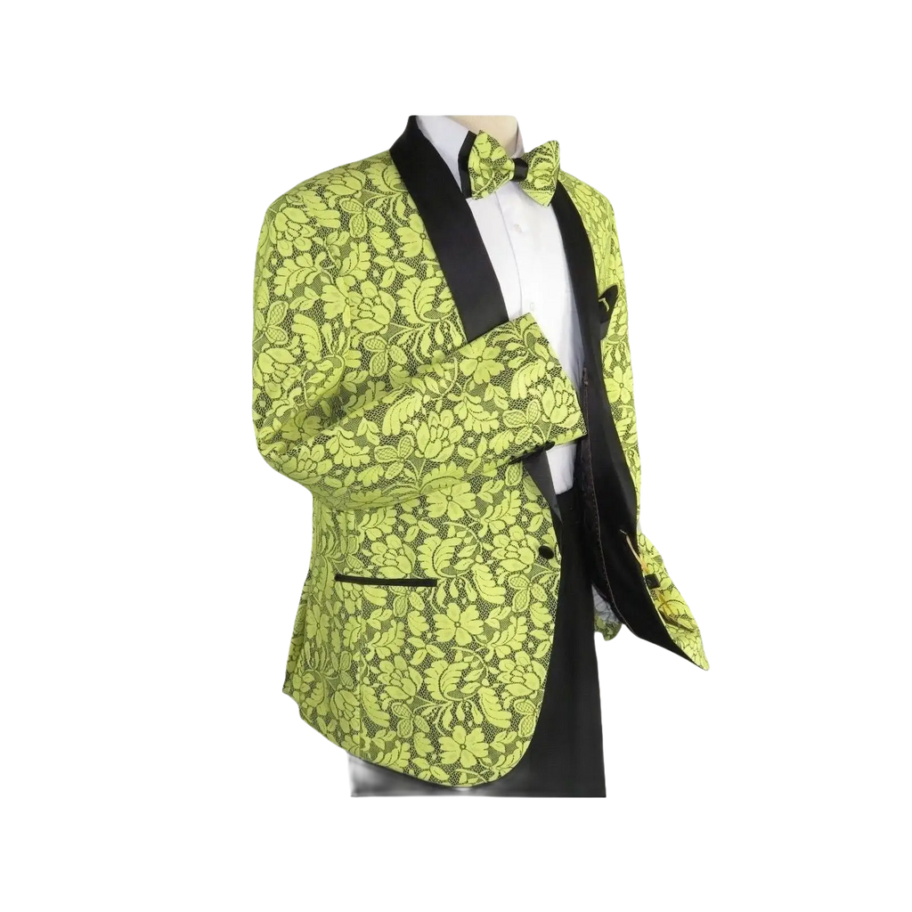 Manzini Insomnia blazer Stage Performer Formal Jacket Lace Design MZN116 Yellow - J.Valintin Men's Wear Legend - 71199