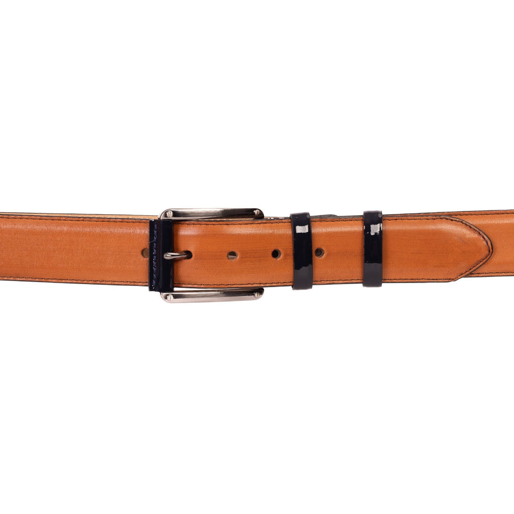 The Maratea Tan & Navy Leather Belt