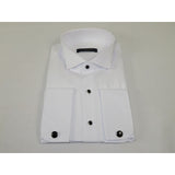 Men's Tuxedo Shirt MARCUZZI Turkey 100% Soft Cotton French Cuffs Marc1 White