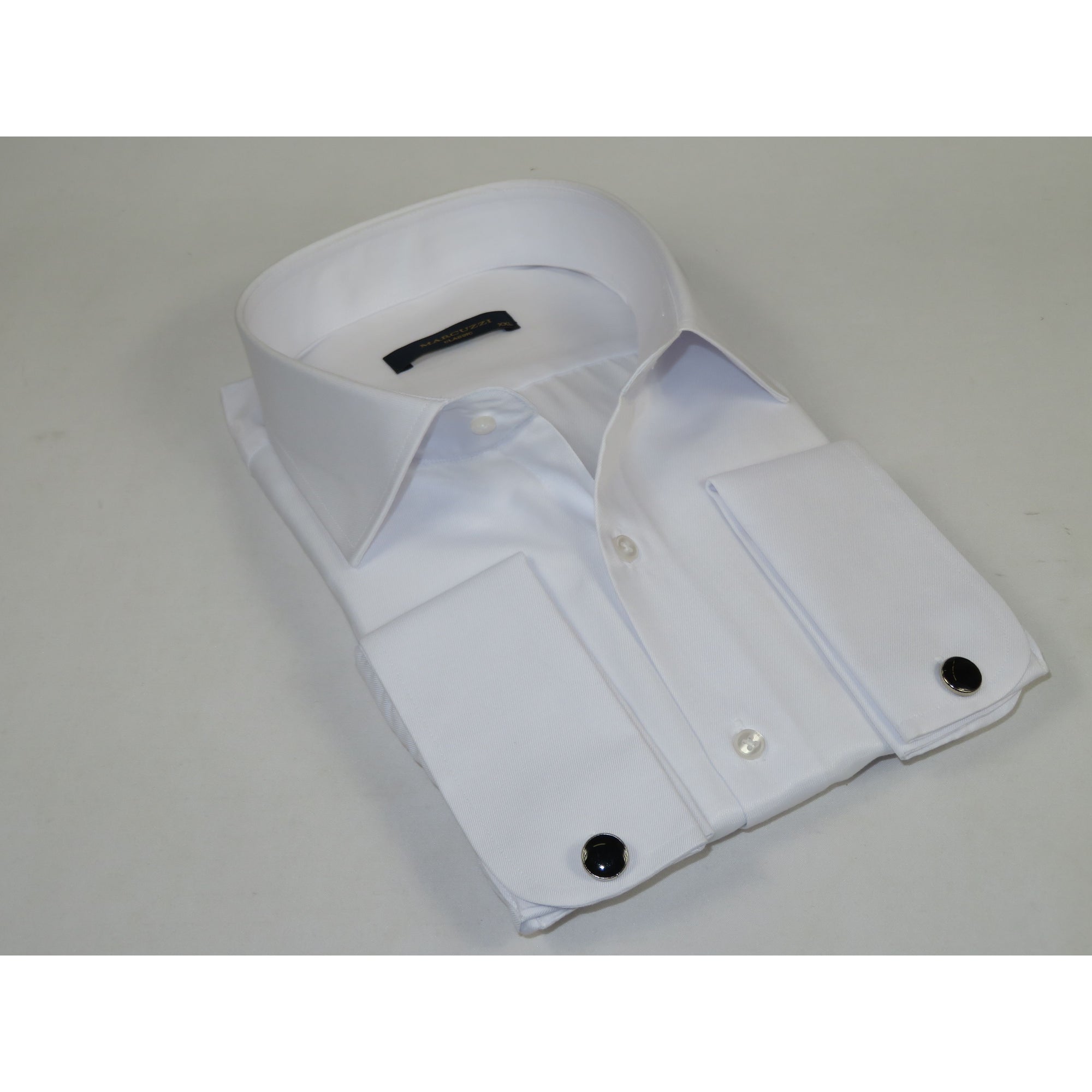 Men's Dress Shirt MARCUZZI Turkey 100% Soft Cotton French Cuffs Marc3 White