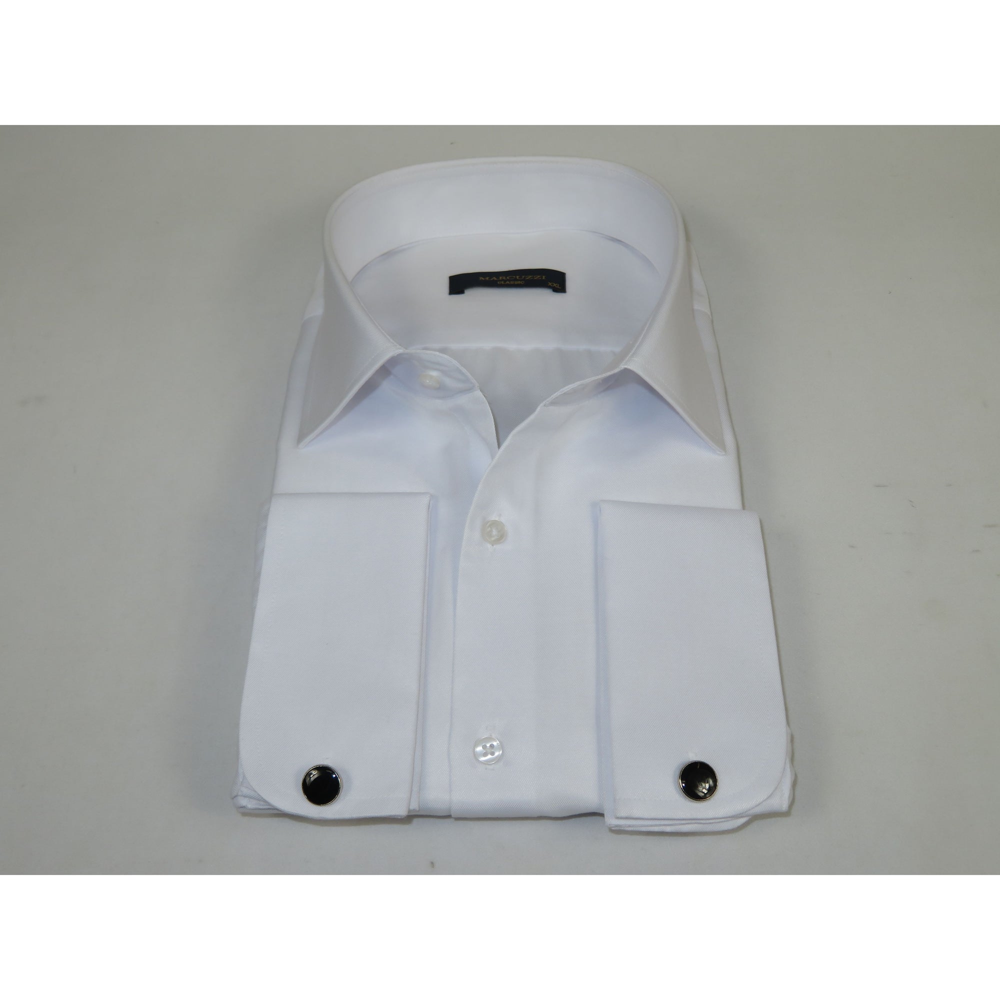Men's Dress Shirt MARCUZZI Turkey 100% Soft Cotton French Cuffs Marc3 White