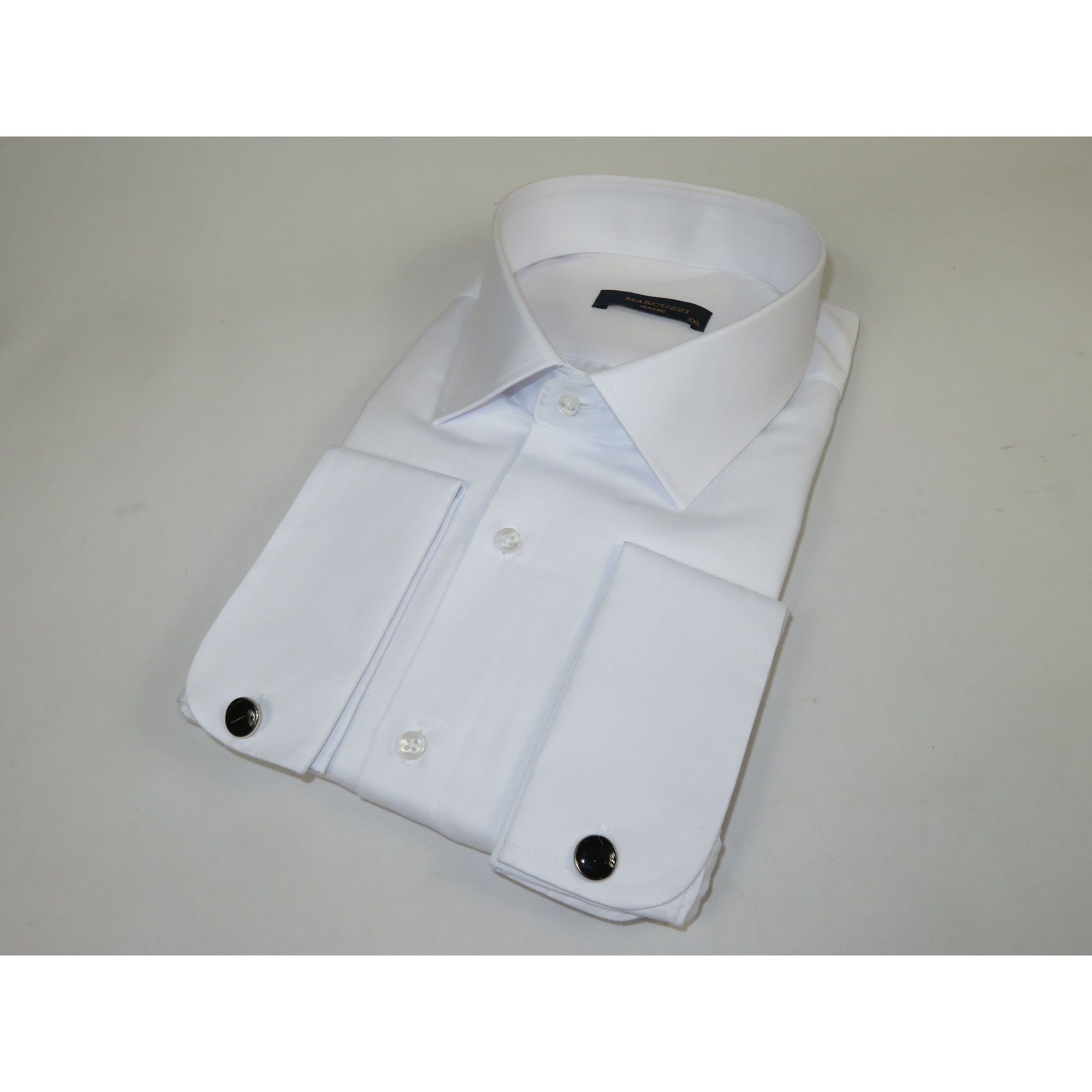 Men's Dress Shirt MARCUZZI Turkey 100% Soft Cotton French Cuffs Marc3 White