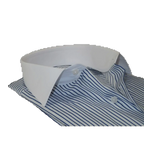 Men's Shirt MARCUZZI Turkey 100% Cotton Marc4 Navy Stripe White Collar and Cuffs