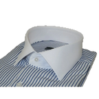 Men's Shirt MARCUZZI Turkey 100% Cotton Marc4 Navy Stripe White Collar and Cuffs