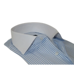 Men's Shirt MARCUZZI Turkey 100% Cotton Marc5 Blue Stripe White Collar and Cuffs