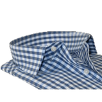 Men's Sports Dress Shirt MARCUZZI Turkey 100% Soft Cotton Marc7 Blue Checker