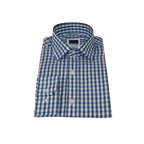 Men's Sports Dress Shirt MARCUZZI Turkey 100% Soft Cotton Marc7 Blue Checker
