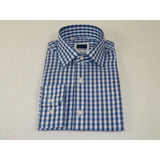 Men's Sports Dress Shirt MARCUZZI Turkey 100% Soft Cotton Marc7 Blue Checker