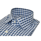 Men's Sports Dress Shirt MARCUZZI Turkey 100% Soft Cotton Marc7 Blue Checker
