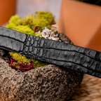 Riccardo Genuine Exotic Caiman Fuscus-belly Belt Black