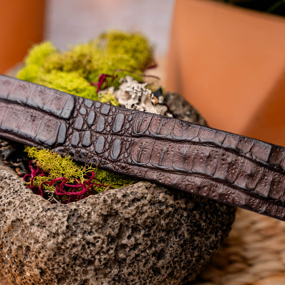 Riccardo Genuine Exotic Caiman Fuscus-Belly Belt Brown