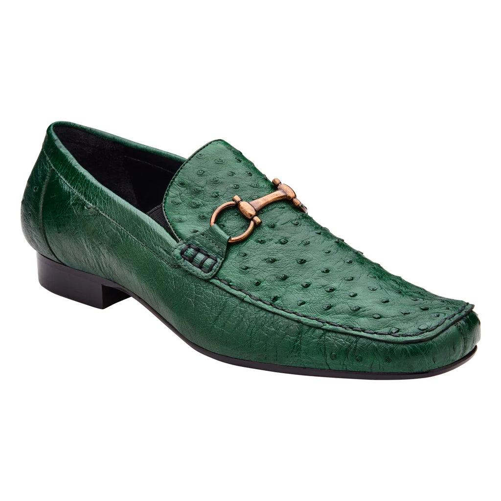Belvedere Shoes Bartolo Ostrich Loafer Forest Green  1026OB