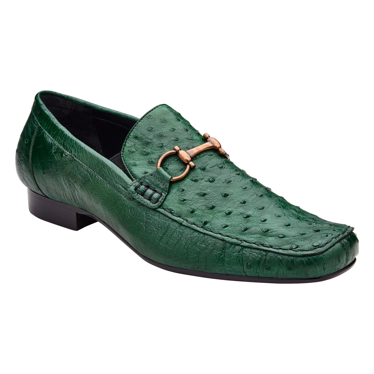 Belvedere Shoes Bartolo Ostrich Loafer Forest Green  1026OB