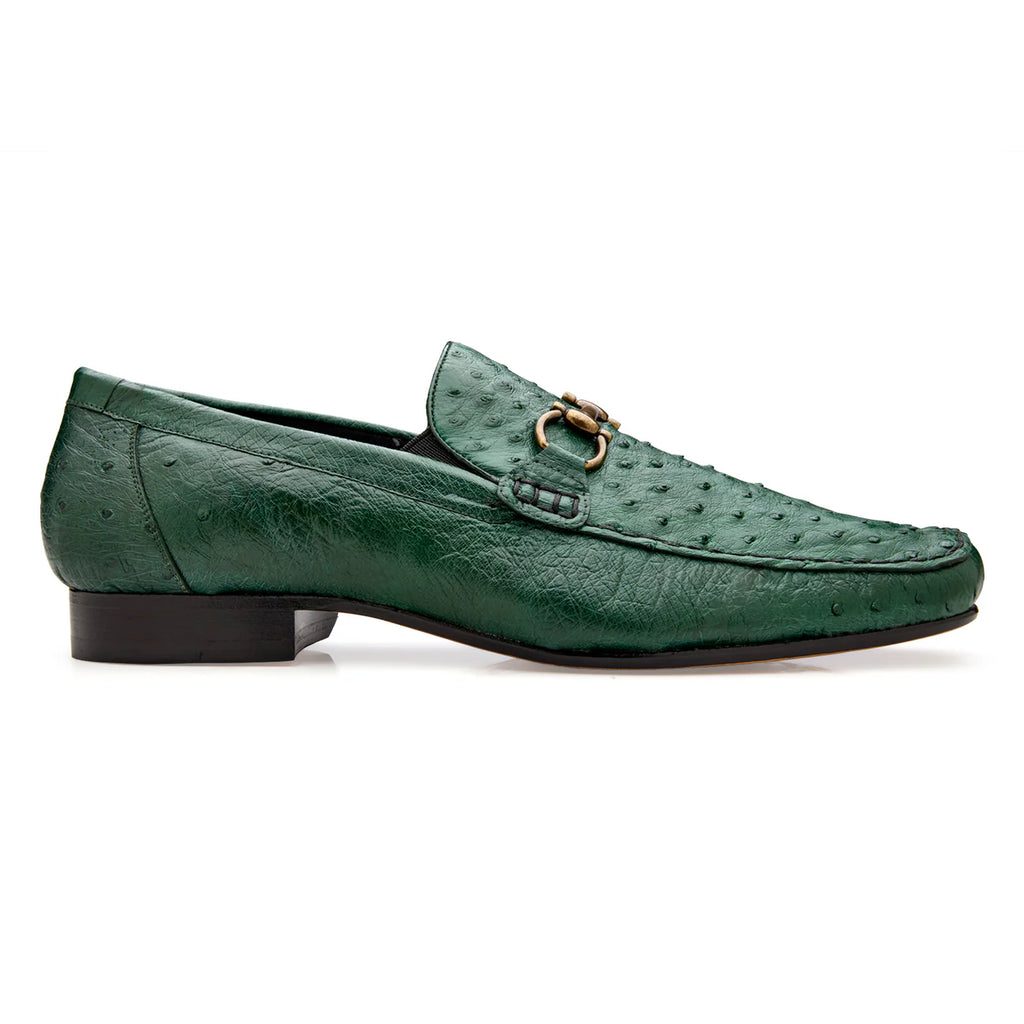 Belvedere Shoes Bartolo Ostrich Loafer Forest Green  1026OB
