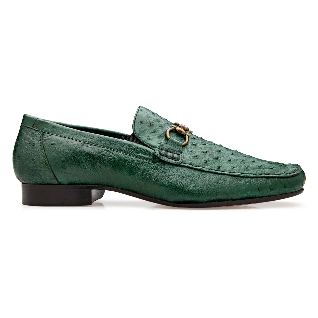 Belvedere Shoes Bartolo Ostrich Loafer Forest Green  1026OB