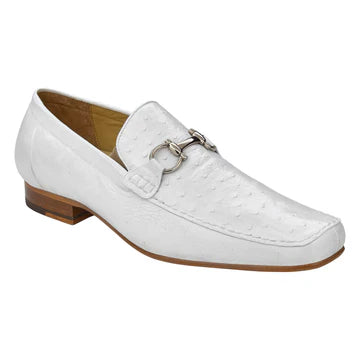 Belvedere Men's Shoes Bartolo Genuine Ostrich Loafer White 1026OB
