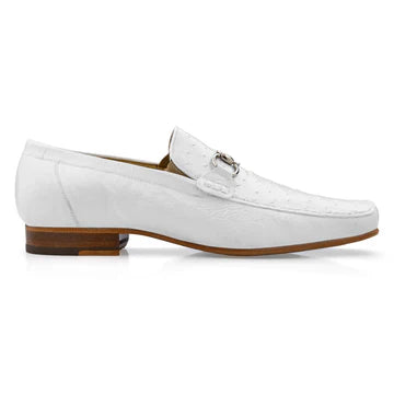 Belvedere Men's Shoes Bartolo Genuine Ostrich Loafer White 1026OB