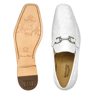 Belvedere Men's Shoes Bartolo Genuine Ostrich Loafer White 1026OB
