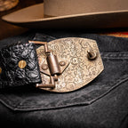 Marco Di Milano Genuine Hornback Caiman Skin Western Belt Marlboro Black
