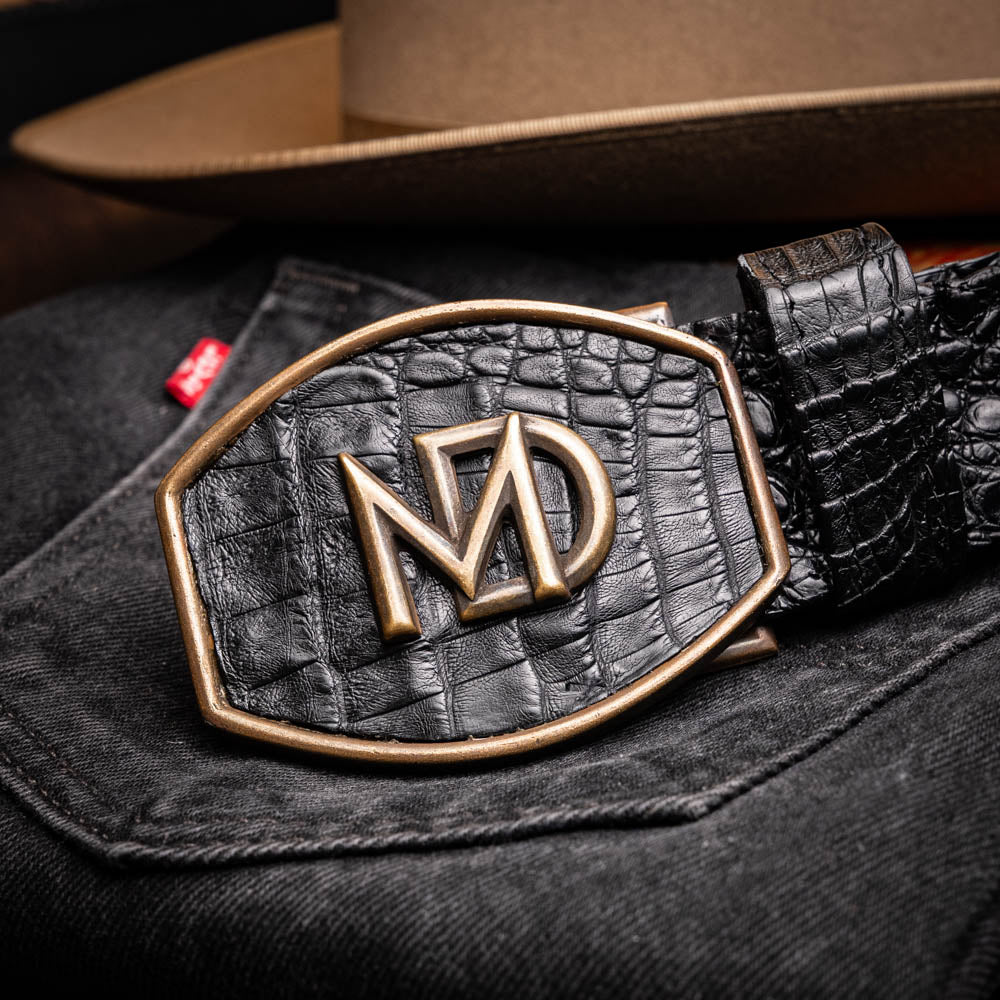 Marco Di Milano Genuine Hornback Caiman Skin Western Belt Marlboro Black