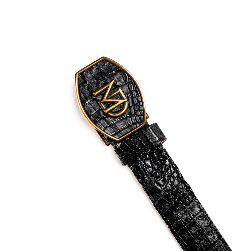 Marco Di Milano Genuine Hornback Caiman Skin Western Belt Marlboro Black