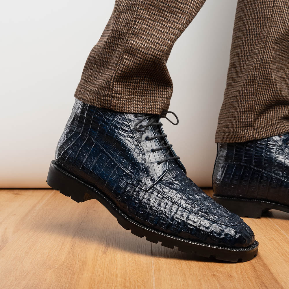 Marco Di Milano Genuine Caiman Crocodile Chukka Boot Martinelli Navy