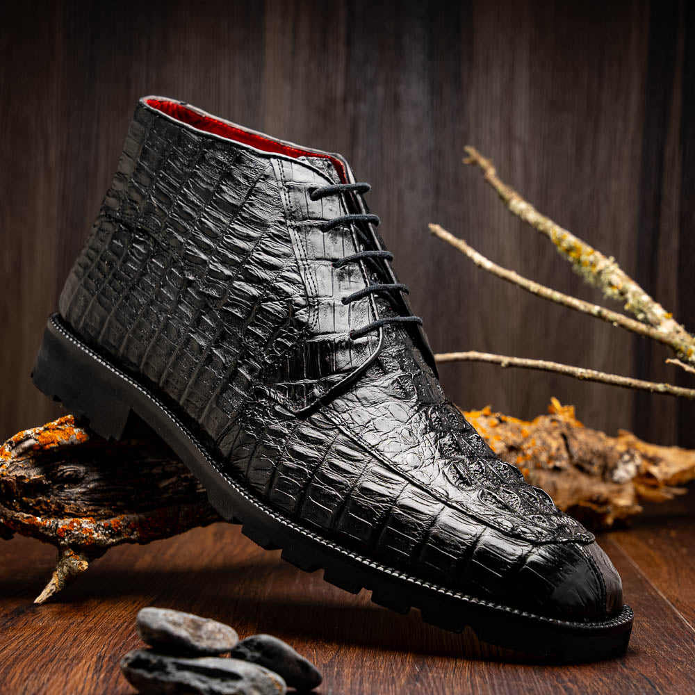 Marco Di Milano Genuine Caiman Crocodile Chukka Boot Martinelli Black