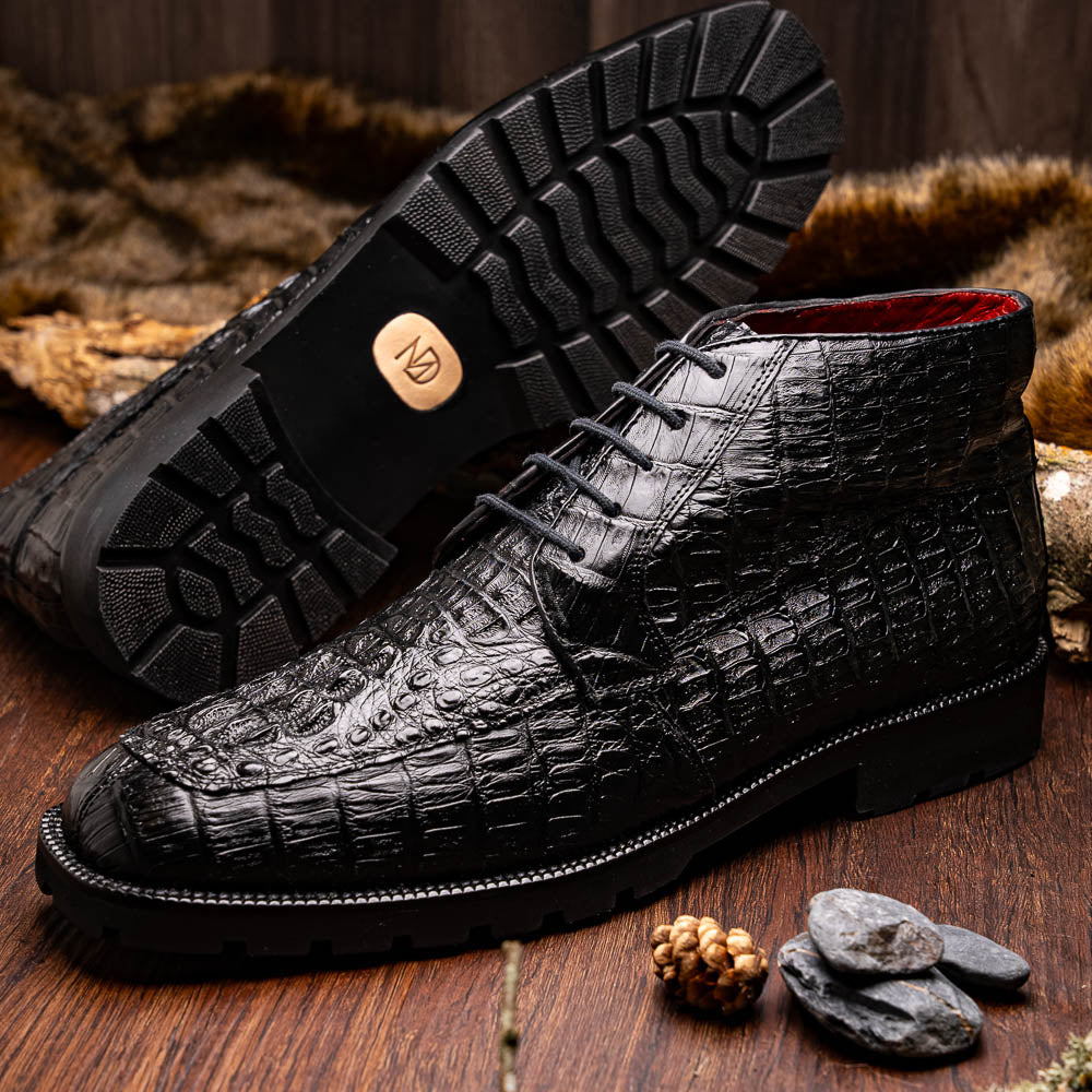 Marco Di Milano Genuine Caiman Crocodile Chukka Boot Martinelli Black