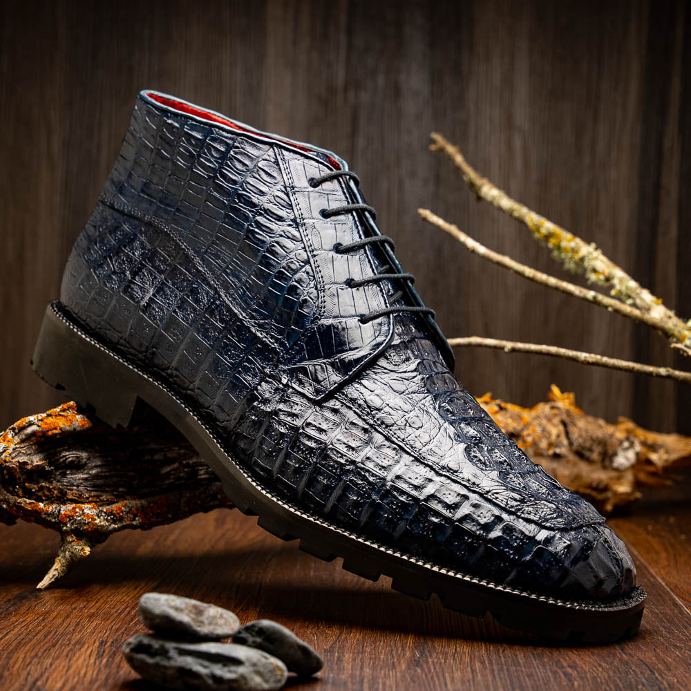 Marco Di Milano Genuine Caiman Crocodile Chukka Boot Martinelli Navy