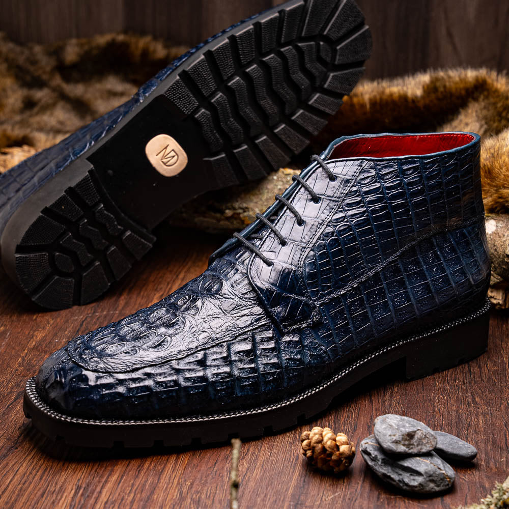Marco Di Milano Genuine Caiman Crocodile Chukka Boot Martinelli Navy