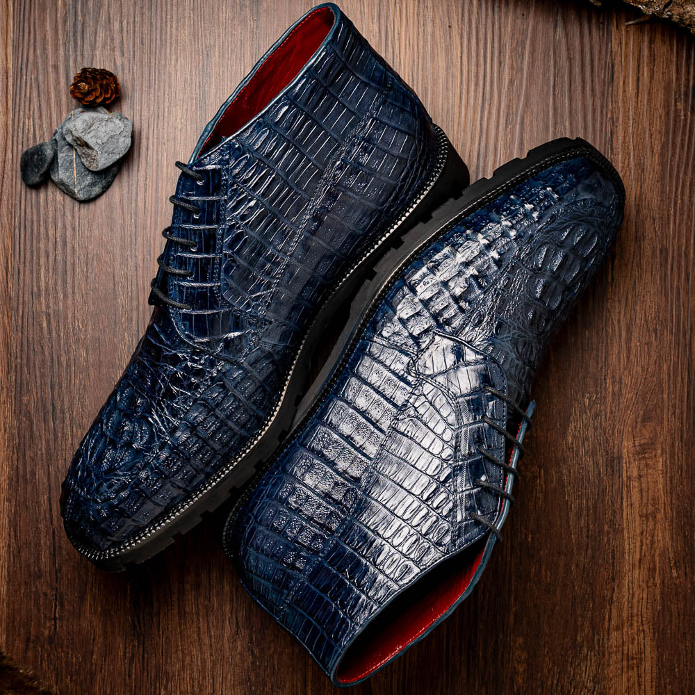 Marco Di Milano Genuine Caiman Crocodile Chukka Boot Martinelli Navy