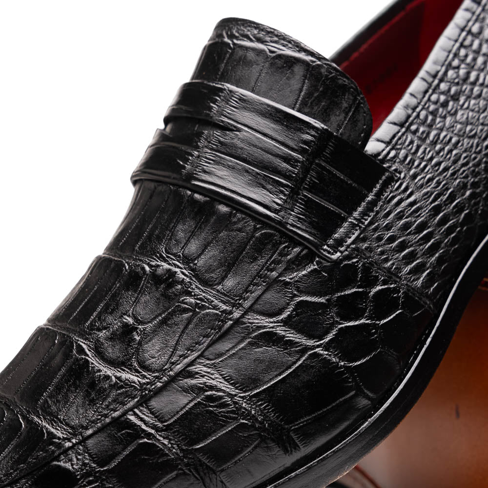 Matteo Genuine Alligator Slip-On Loafer Black