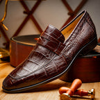 Men's Shoes Matteo  Genuine Alligator Slip-On Loafer Brown