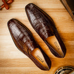 Men's Shoes Matteo  Genuine Alligator Slip-On Loafer Brown