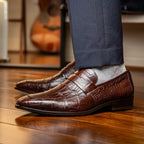 Men's Shoes Matteo  Genuine Alligator Slip-On Loafer Brown