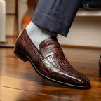 Men's Shoes Matteo  Genuine Alligator Slip-On Loafer Brown