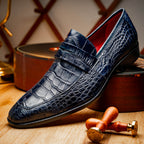 Men's Shoes MATTEO  Genuine Alligator Slip-On Loafer Navy