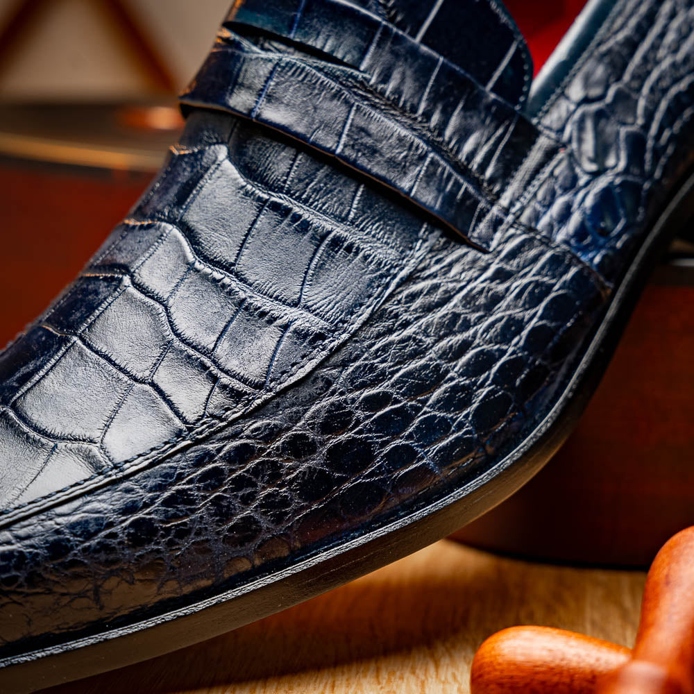 Men's Shoes MATTEO  Genuine Alligator Slip-On Loafer Navy