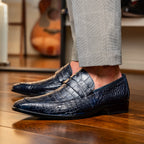 Men's Shoes MATTEO  Genuine Alligator Slip-On Loafer Navy