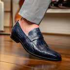 Men's Shoes MATTEO  Genuine Alligator Slip-On Loafer Navy