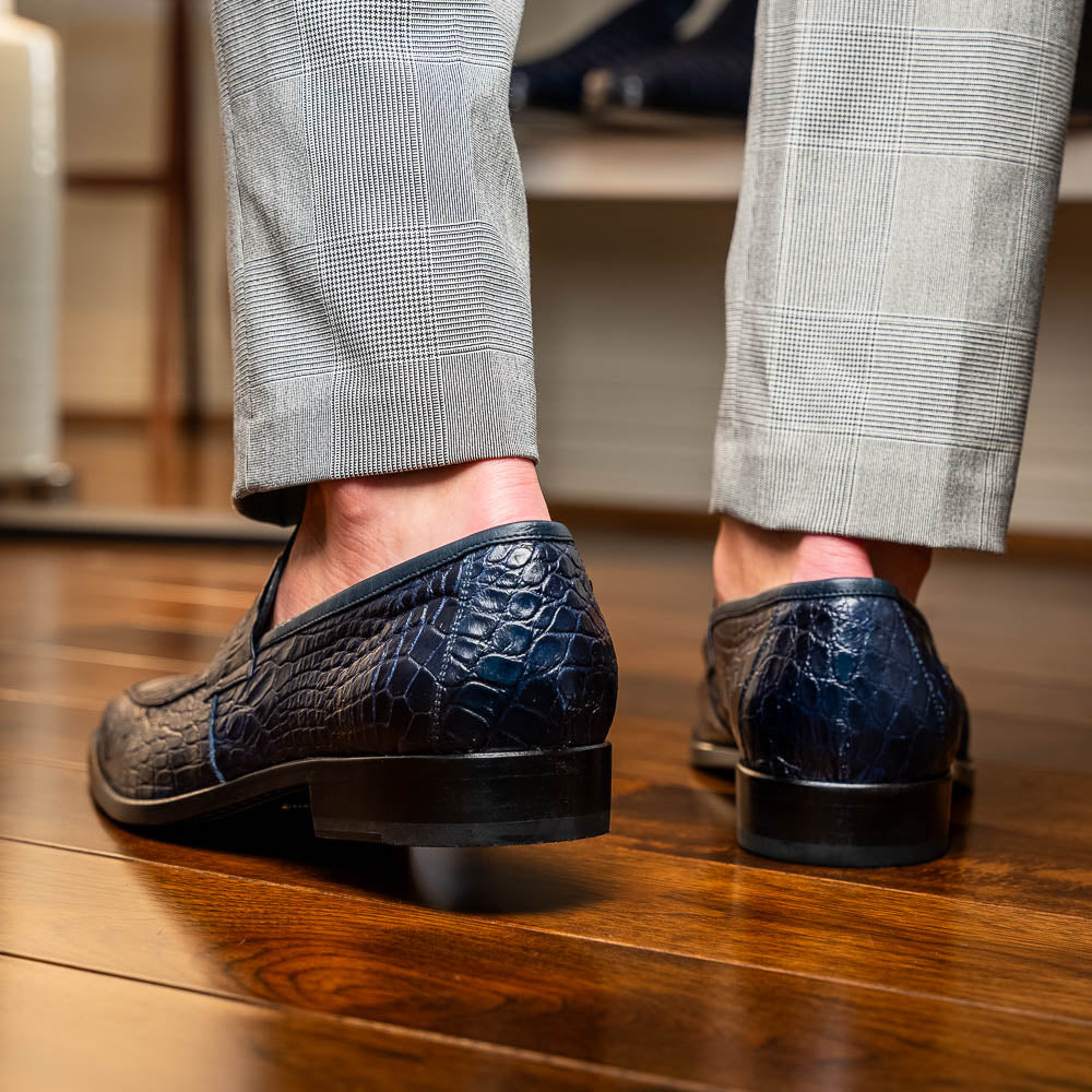 Men's Shoes MATTEO  Genuine Alligator Slip-On Loafer Navy